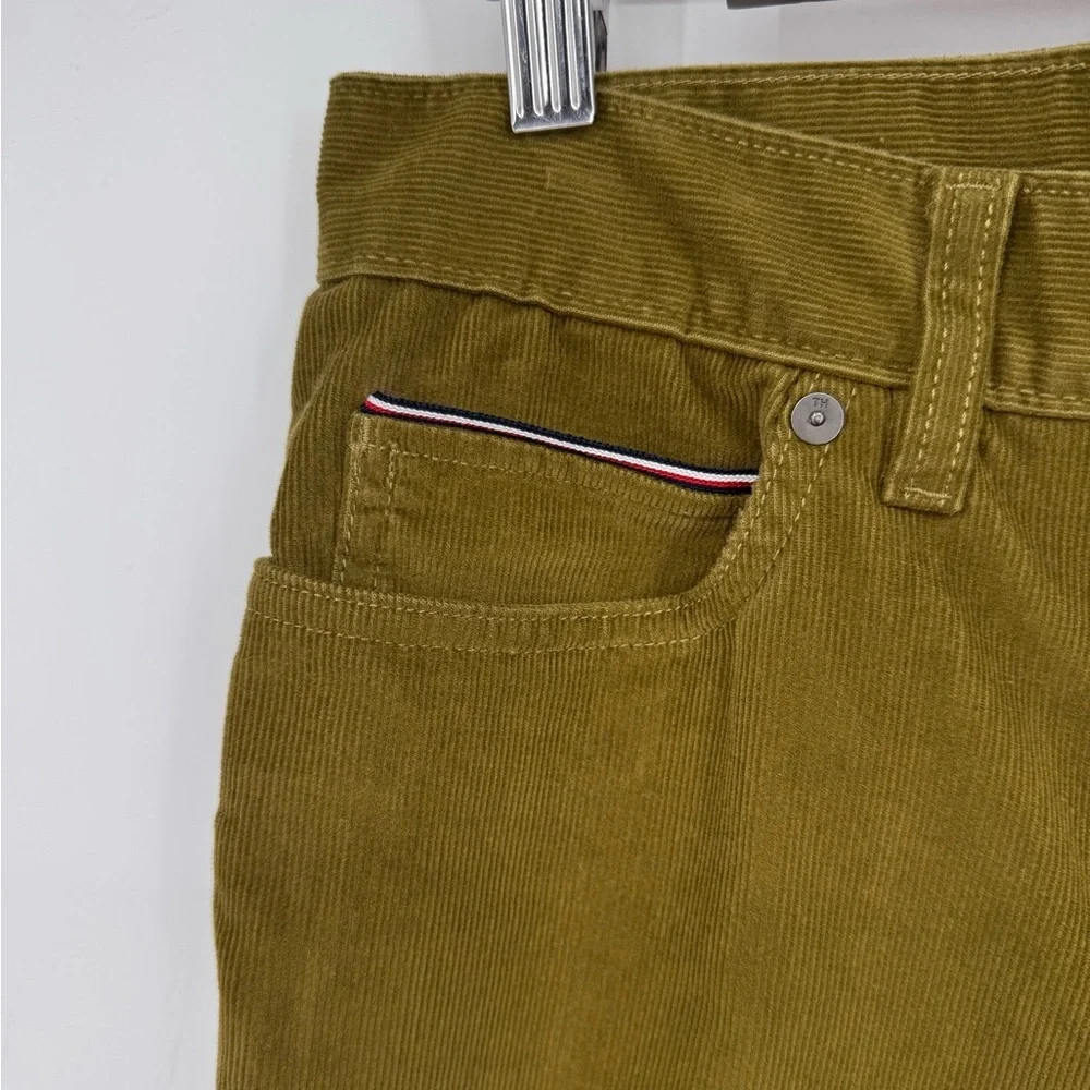 Tommy Hilfiger Men's Green Corduroy Flag Logo Slim Fit Pants Size 28/30